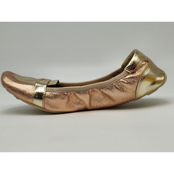 Prada Pink/Pewter Metallic Leather Elastic Loafer Flat Size 37.5 US 7 - Picture 5 of 15